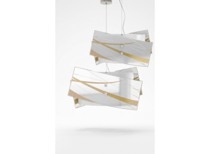 Stilīga griestu lampa. Moderns baltās krāsas „Pendelkronleuchter“ ar 2 lampām.