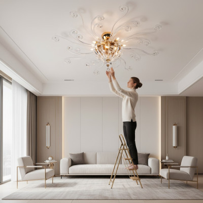 Gaišsiena lustrs kristāla lampa luksusa griestu lampa kroņa lustrs lampa