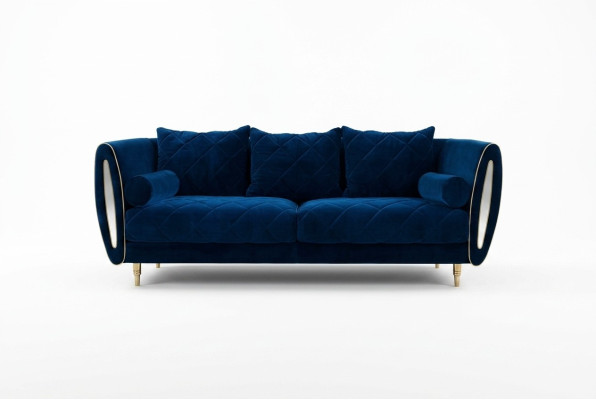 Dizains Zils 3-vietīgs atpūtas dīvāns Dīvāns Tekstils Polster Couch Auduma dīvāns