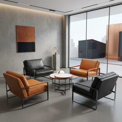 eleganti 4x krēsli ar polsteri sēdeklis Moderns dizains ādas krēsls Lounge Luxury