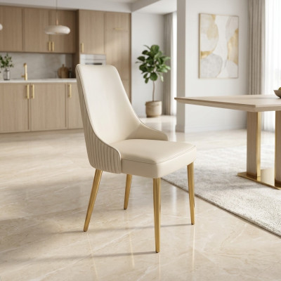 Mūsdienīgais stils Elegantais krēsla krēsls Balta sēdeklīša polstermateriāls Dizains Metāls jauns