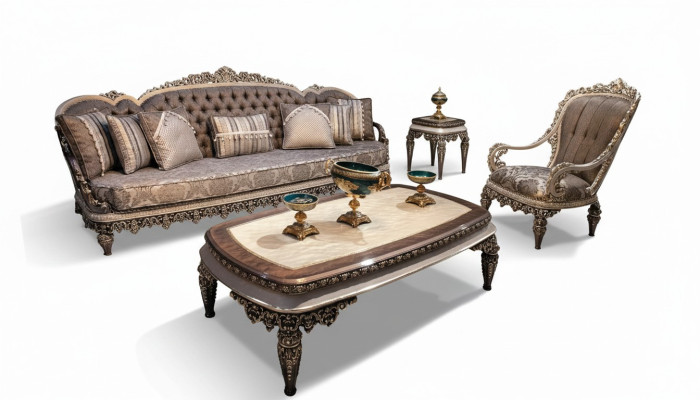Taupe Klasiskā Chesterfield sofa komplekts 3+1+1 turvjas rotaļlieta dīvāns.