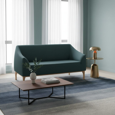 Zaļā sofa dizainera 3-vietīga Augstas kvalitātes polstermēbeles tekstila dīvāns