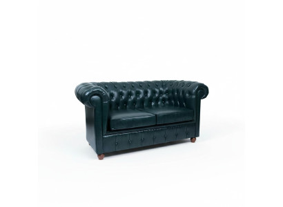 Tumši zilais Chesterfield divvietīgais modernais dīvāns, 2-vietīgais dīvāns
