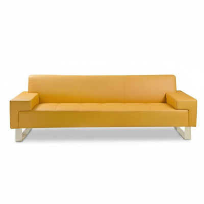 Dzeltenā divvietīgā sofa Polster dzīvojamā istaba dīvāns divvietīgs Elegants divniekas.