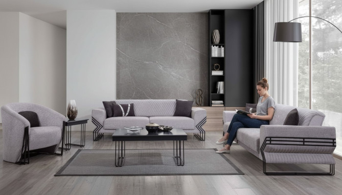 Pele sēdvietas moderns x2 polster sofas dizaineru krēsli galdi