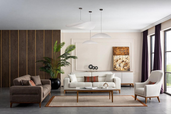Sofagarnitūra Sofa Luxus 2x dīvāns 3 vietām moderns 1 vietas dīvāns 3 daļu moderns komplekts