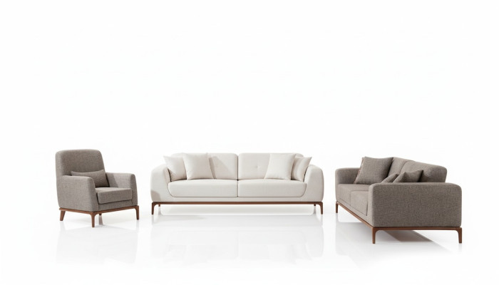 Sofa komplekts Sofa Luxus 2x dīvāni 3 sēdvietu 1 sēdvietu Moderns 3 daļu komplekts Moderns