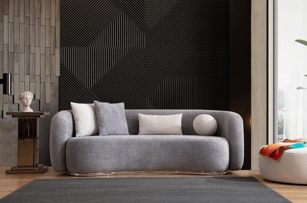 Dīvāns 4 sēdvietām Polster sofa pelēka audums Sēdeklis dizaina audums Moderns dīvāns dīvāni