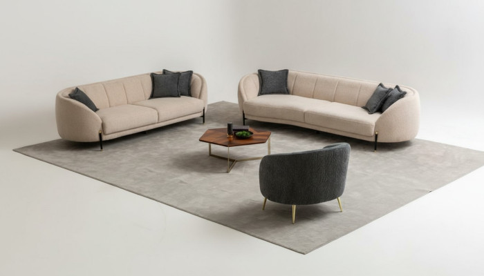 Sofagarnitūras 4 3 1 sēdētāja dzīvojamā istaba Komplett dīvāns komplekts Beige Modern Set