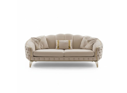 Moderns Chesterfield Beige dzīvojamā istabas dīvāngarnitūra x2 ar 3 sēdvietu mīkstajiem krēsliem
