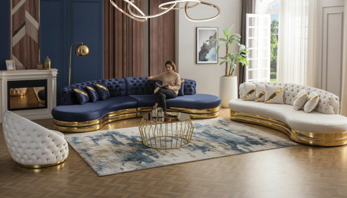 Moderns Chesterfield sofacomplex luxuriözs četrusējaina 3-vietu krēsls