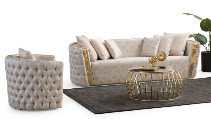 Chesterfield beige dzīvojamā istaba dīvāni ar nerūsējošā tērauda 3-vietīgais luksusa 1-vietīgais.