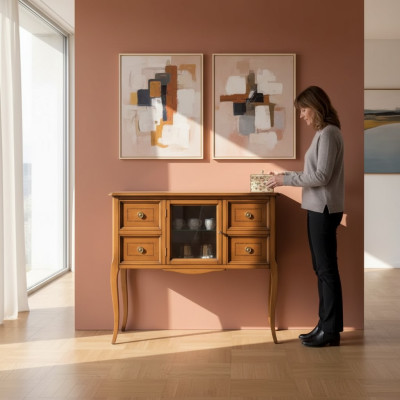 Klasiskais stila komoda plaukt wohnzimmer koka akts braun neu