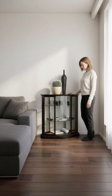 Klasiskais vitrīns Vitrīns skapis Stikla skapis Brūns Vitrīns Jauns