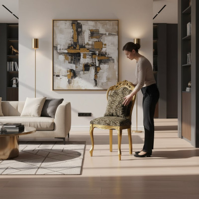 Ēdamistabas krēsls Luksusa Art déco krēsli Dizaina koka krēsls Itāļu mēbeles