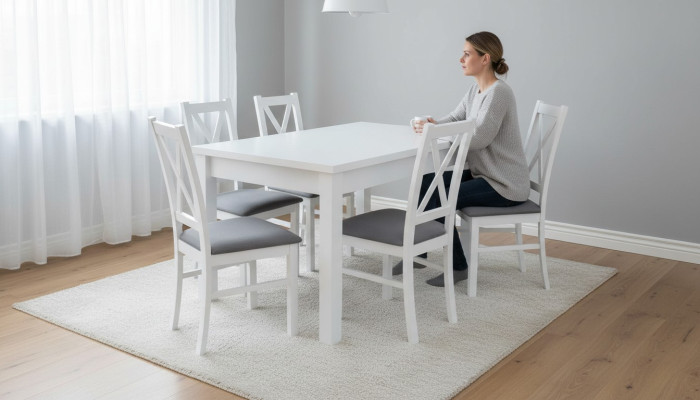 Modernas ēdamistabas mēbeles – luksusa ēdamgalds + 6 krēsli. Galds jauns.