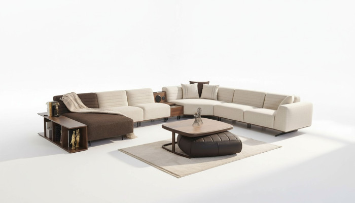 Luksus stūra dīvāns U-formas polster sofa galds dzīvojamais mēbeles tekstils jaunu iekārtojumu