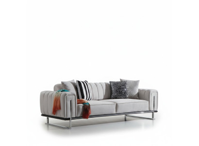 Dzīvojamā istaba Pelēka sofa Dīvāns Trīsvietīgs Moderns Polstermēbeles Jauns Sēdeklis Mēbeles