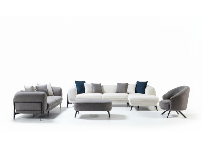 Dzīvojamās istabas komplekts 3 gab. Šķērsvirziena forma dīvāns Dīvāns Trīsvietīgs Mīkstie sofa Krēsls Jauns