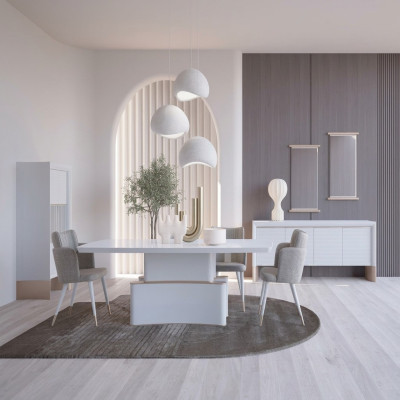 Dizaina ēdamistabas komplekts 7 gab Esstisch Modern Sideboard Baumkasten Neu Vitrine