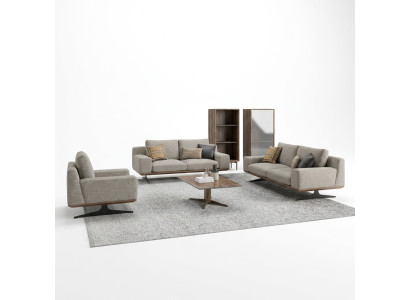 Sofasēžu komplekts Polstermöbel Sofa Dzīvojamā istaba 5 gab. Galdiņš no koka Blakusgalds Jauns