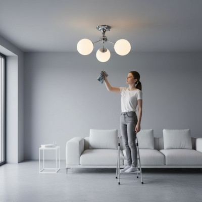 Gaiša lampa luksuāms stilam ar opāla stiklu mājās dzīvojamai istabai 45x30cm.
