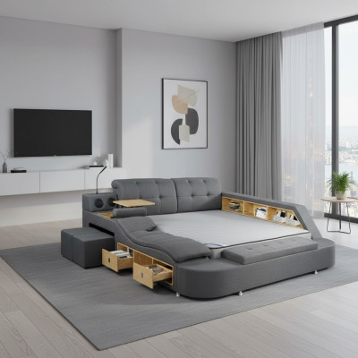 Multifunkciju viesnīcas divguļamie gultas Moderns 180x200cm gultas istaba