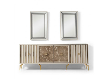 Moderns Sideboard ar 2x spoguli, dizainera luksusa dzīvojamās istabas mēbeles no koka