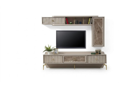 Dizainera modernā dzīvojamā siena luksusa koka plaukti dzīvojamā istabas mēbeles eleganti.