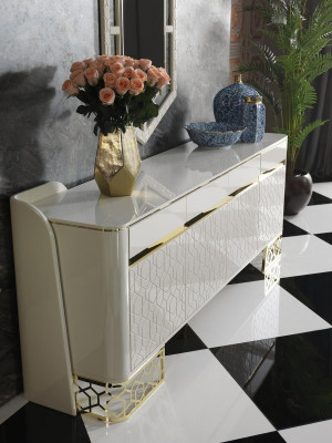 Galds Luxus Modernen Design Wohnzimmer augstas kvalitātes Mēbeles Kommode Spiegel 2tlg