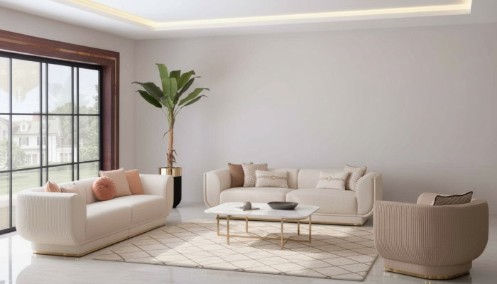 Sofas komplekts 3+3+1 sēdvietās ar mīksto sēdvietu dizainu. Luxus mēbeles jaunas.