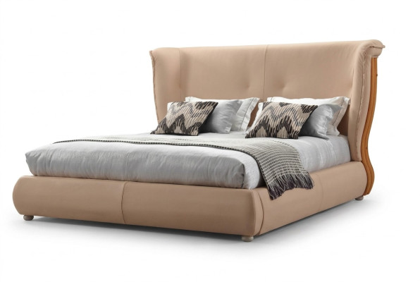 Beige gultas istabas gultas divguļamie gultu rāmis koka mēbeles ādai gultas