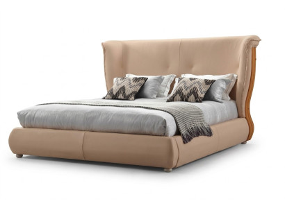 Beige gultas istabas gultas divguļamie gultu rāmis koka mēbeles ādai gultas