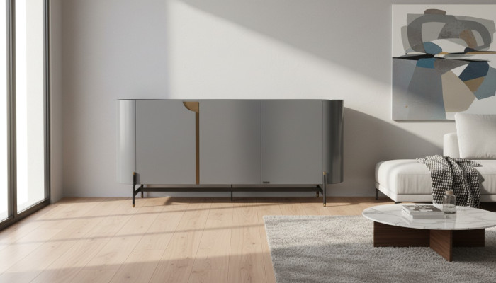 Ēdamzonas galdiņš pelēks luksusa stila moderna dizaina mēbeles kumode aus holz