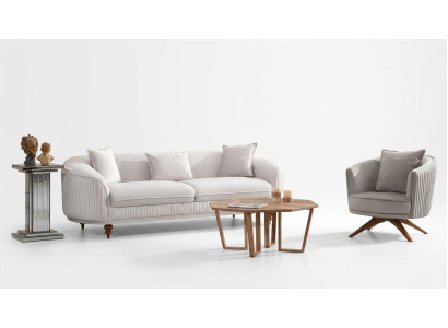 Dīvāns 3 vietām Elegants krēsls Moderns luksusa dizains Koka mēbeles Piekariņš