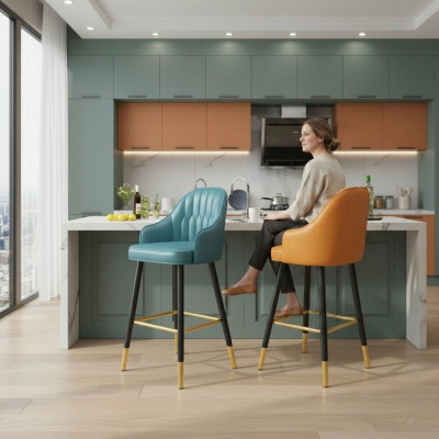 Barhocker Barstuhl Stoff Design Barstühle Bar Hocker Esszimmer Neu  Sēdekļi ar atbalsta kājām, ar auduma dizainu, jauni bāra sēdekļi virtuvei.