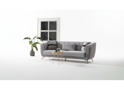 Sēdvietas 3-vietīga audums koks Moderns sofa Polster Couch Sofas Design Luxus Pelēks