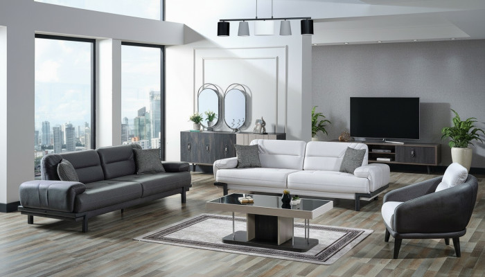 Sofas komplekts 3+3+1 sēdētspatnēs Moderns tekstils Completo krēsls Dīvāns 3 sēdvietas Luxus