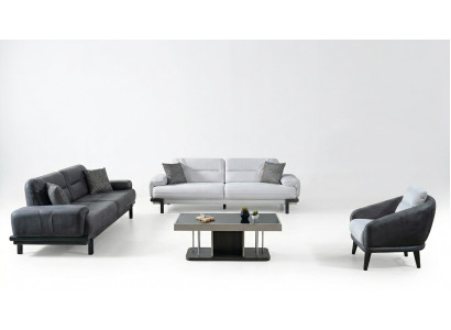 Sofas komplekts 3+3+1 sēdētspatnēs Moderns tekstils Completo krēsls Dīvāns 3 sēdvietas Luxus