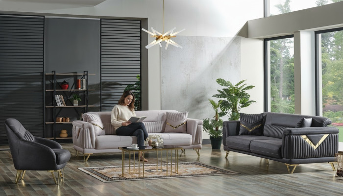 Sofas komplektu 3+3+1 vietu audums Koka 3-vietīgs moderns dīvāns Krēsls Pilns komplekts Jauns