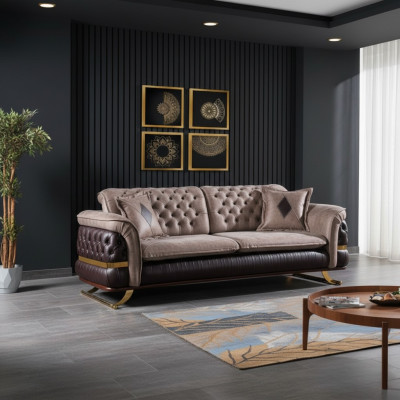 Drei sēdvietu dizaina dīvāns 3 sēdvietu dīvāns auduma Chesterfield dīvāns 3 materiāls Jauneszcze