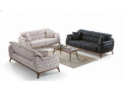 Sofas komplekts 3+3+1 sēdvietas Moderns relaksējošais krēsls Chesterfield modernais stils 3 daļas Jauns