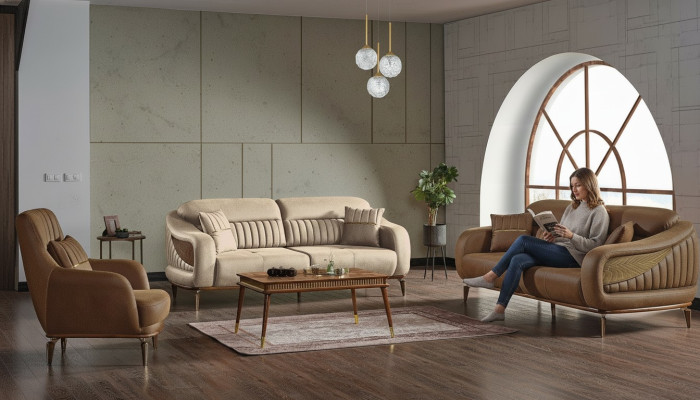 Sofas komplekts 3+3+1 mīkstajamēbeļu komplekts Mūsdienīgs atpūtas krēsls Moderns stils 3 gabalos Luksusa dzīvojamais istaba.