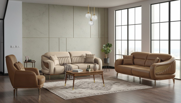 Sofas komplekts 3+3+1 mīkstajamēbeļu komplekts Mūsdienīgs atpūtas krēsls Moderns stils 3 gabalos Luksusa dzīvojamais istaba.