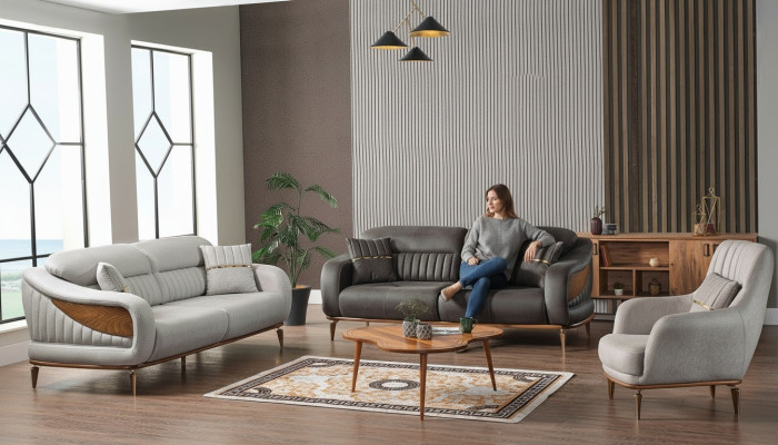 Sofas komplekts 3+3+1 vietu moderns atpūtas krēsls Modernais stils 3 gab. Luksusa dzīvojamā istaba Jauns