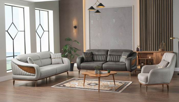 Sofas komplekts 3+3+1 vietu moderns atpūtas krēsls Modernais stils 3 gab. Luksusa dzīvojamā istaba Jauns