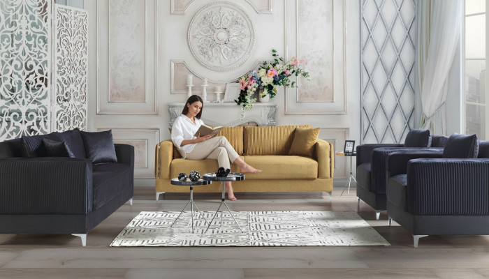 Sofas komplekts 3+2+1+1 auduma moderns komplekts krēsli dīvāns 3 sēdvietu luksuss.