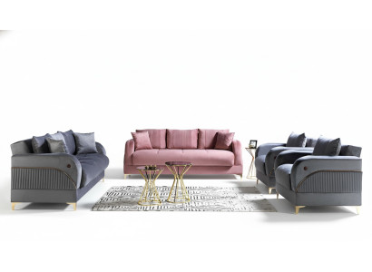 Sofa komplekts 3+3+1+1 sēdekļi Moderns tekstils komplekts 3-vietīgs dīvāns ar atpūtas krēslu un 3-vietīgs lux dīvāns.