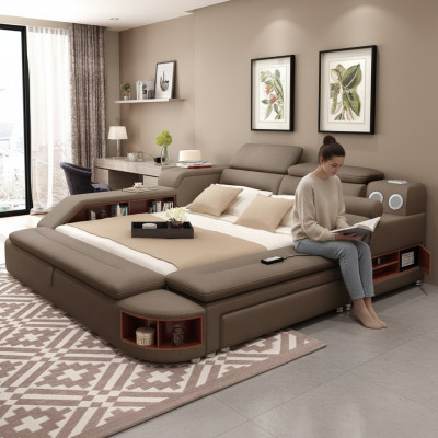 Luksusa gulta 180x200 Multifunkcionāla guļamistaba gulta plaukti Jauni